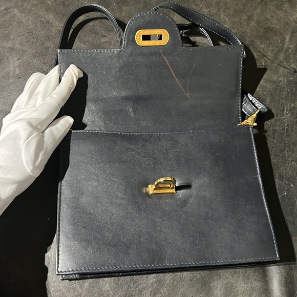 Scuola Del Cuoio Crossbody Blue & Gold - Picture 6 of 13